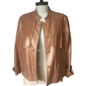 Metallic Leather Copper Bronze Cropped Pleated Swing Trench Jacket THE WRIGHTS